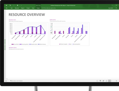 Out-of-the-box reports in Microsoft Project 2016
