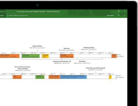Multiple timelines in Microsoft Project 2016