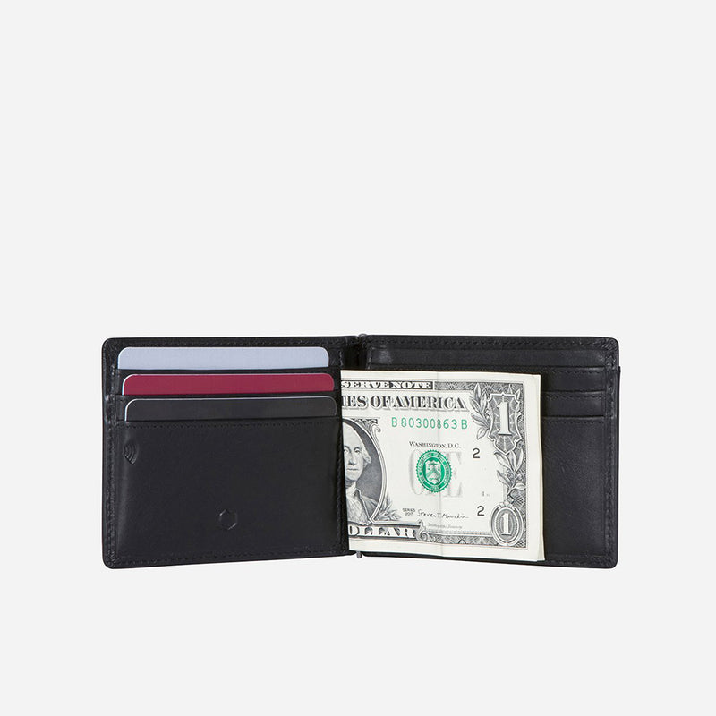 Traditional Oxford Leather Money Clip Wallet, Black