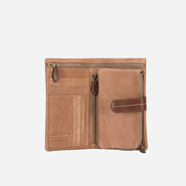 Travel Wallet with Detachable Leather Purse, Sand