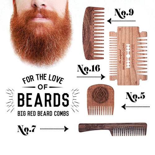 Big Red Wooden Beard Combs