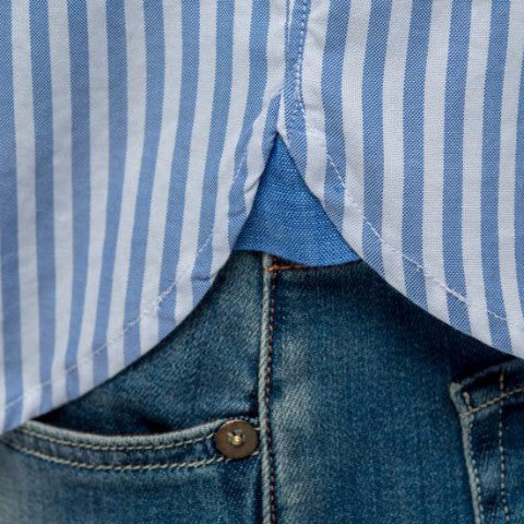 Striped Shirt with Embroideries: Blue Stripe