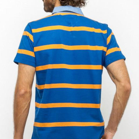 Striped Jersey Polo: Orange/Royal