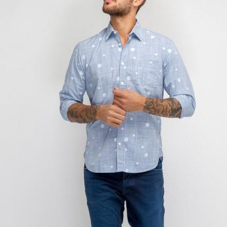 Glen Plaid Polka Dot Shirt: Glacier