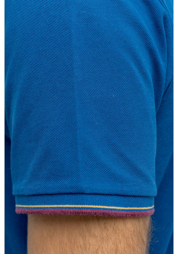 Pique Polo With Embroidered Patches: Indigo
