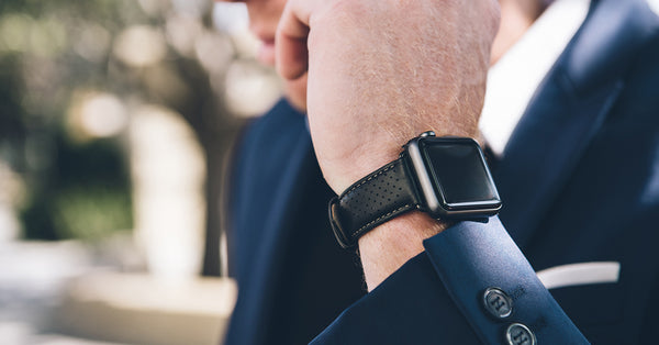Monowear Perforated Leather Apple Watch Band in Black