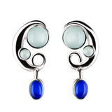 Blue-Green Aqua Chalcedony and Sterling Silver Earrings