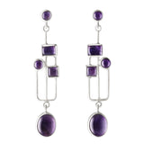 Arts and Crafts Style Amethyst and Sterling Silver Earrings