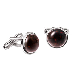 Natural Bloodstone & Stirling Silver Cufflinks