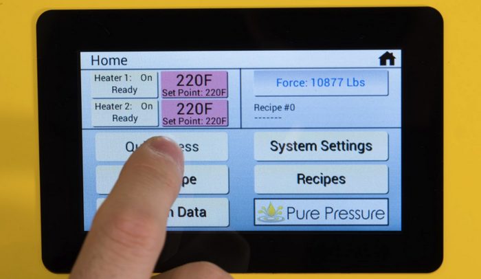 set pressing temperature