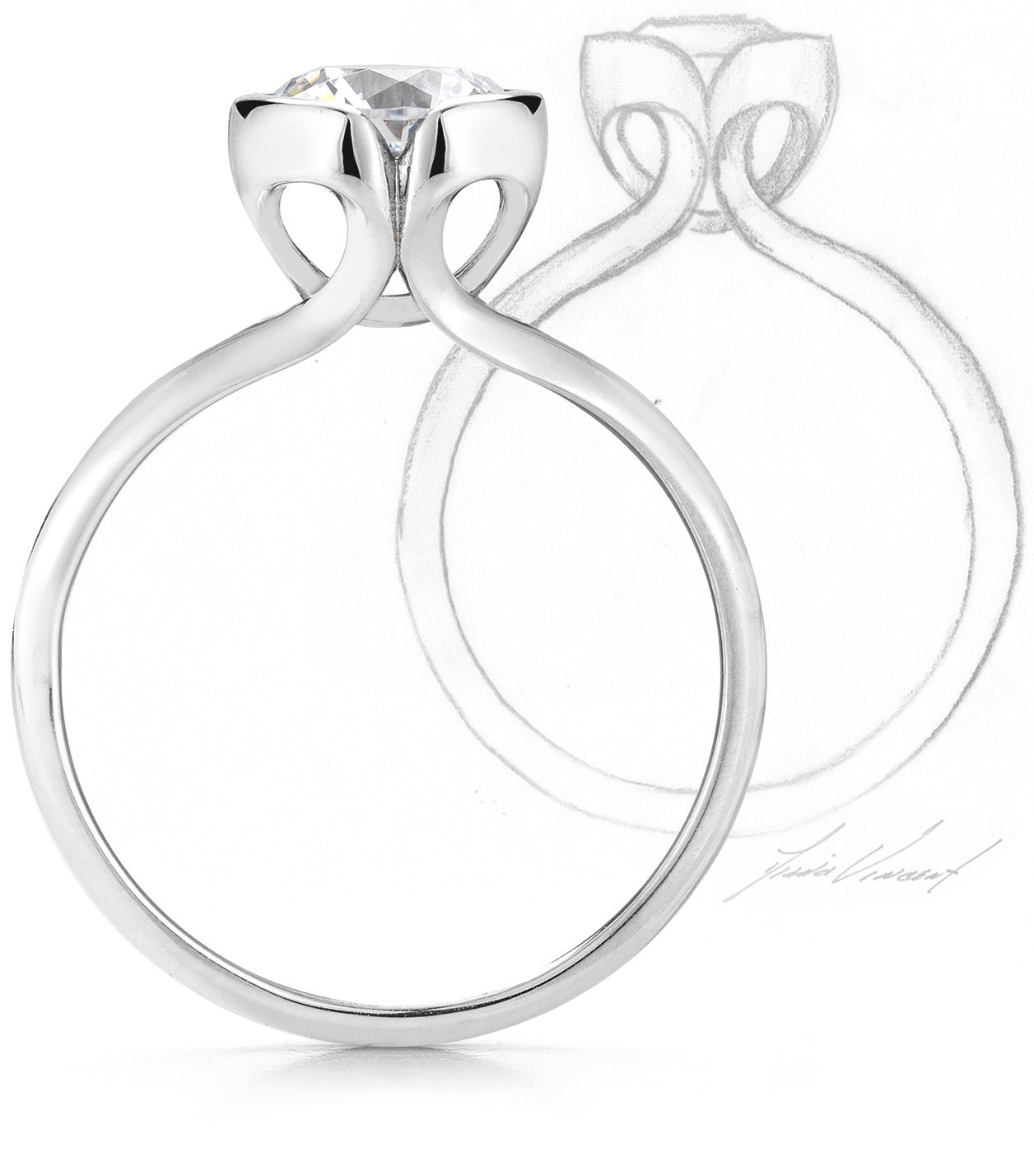 Steller Diamond Ring and Sketch