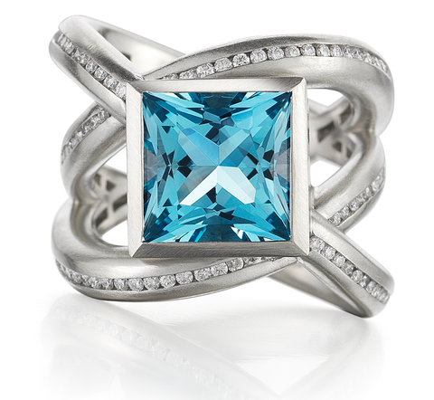 Diana Vincent Diamond and Topaz Ring