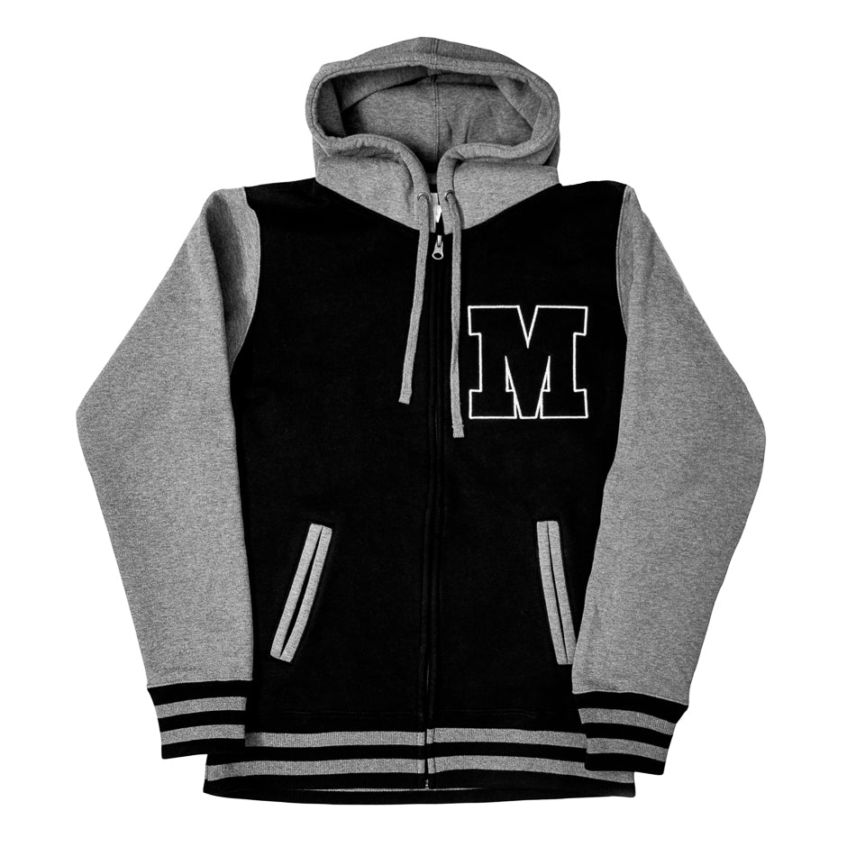 varsity zip hoodie