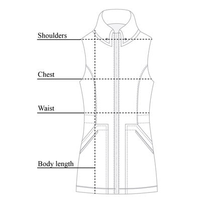 Delaney Travel Vest Size Chart