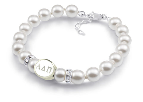 Alpha Delta Pi White Pearl Enamel Bead Bracelet