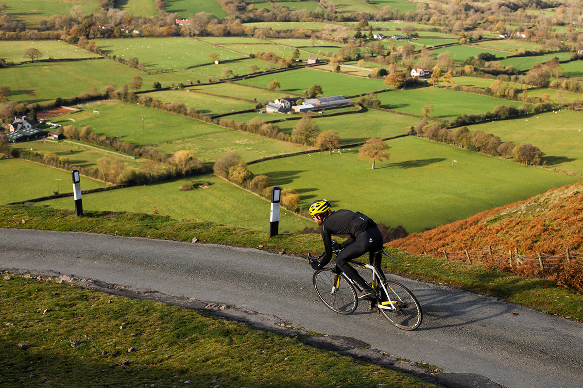 Luke descends off the Shropshire Hills