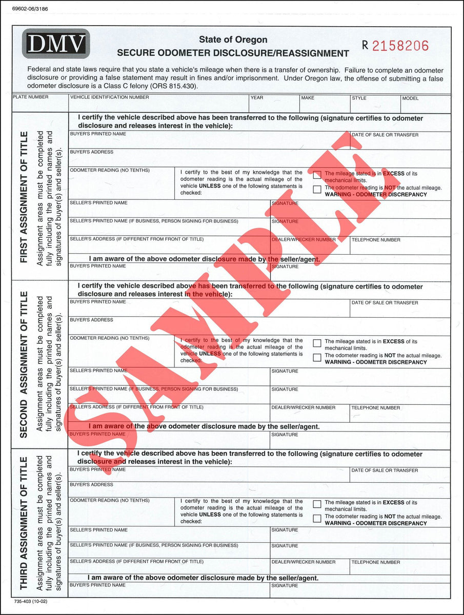 odometer statement form