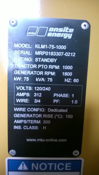 Listing #DD1088 - PTO Alternator/Generator