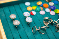 Analog handmade resin cufflinks studio - waiting to be filled