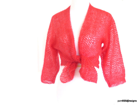 orange mohair wrap cardigan