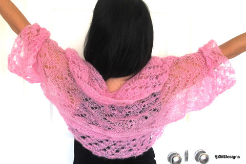 pink lace mohair shrug