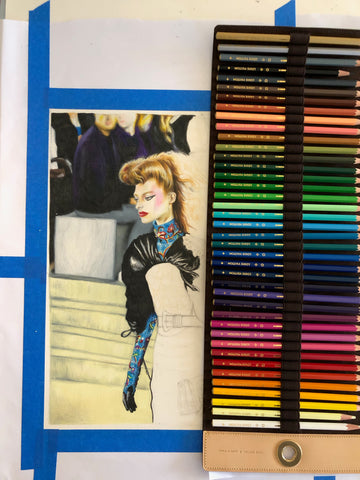 Louis Vuitton colour pencil fashion illustration 