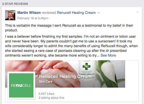 Check out our customer reviews on Facebook: https://www.facebook.com/renucell/reviews/