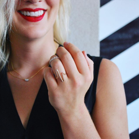 rings and necklace on woman