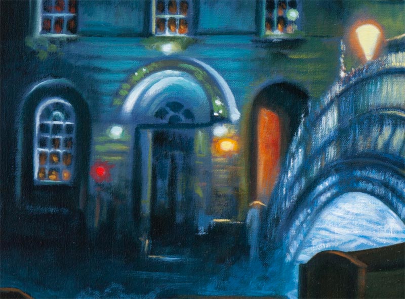 Detail from my oil painting of the hapenny bridge, dublin