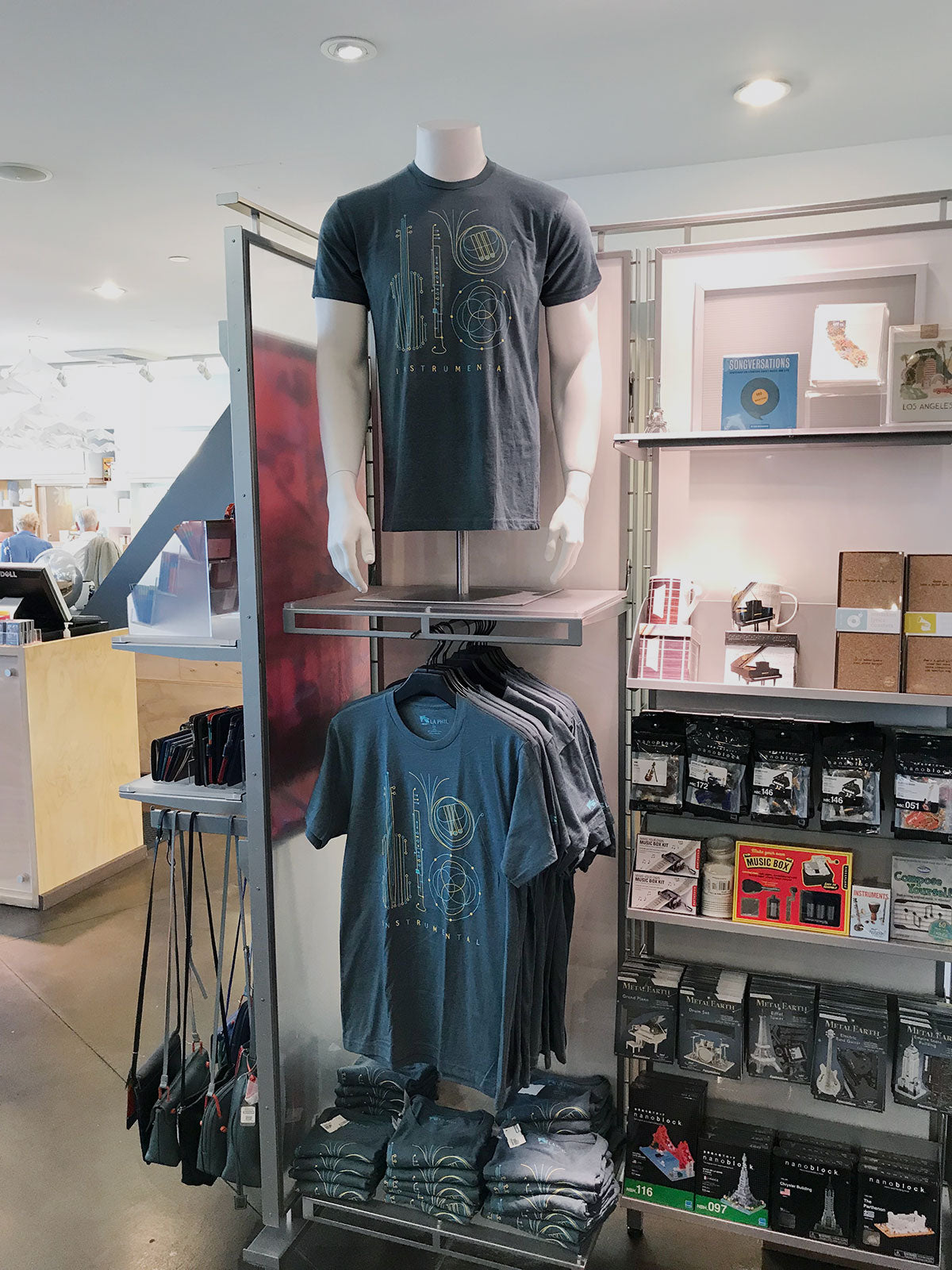 LA Phil t-shirts displayed in store