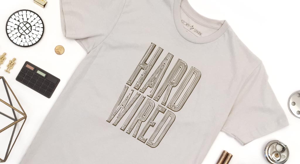 Graphic T-Shirt: Hard Wired circuitry typography