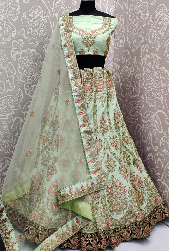 pink green lehenga choli