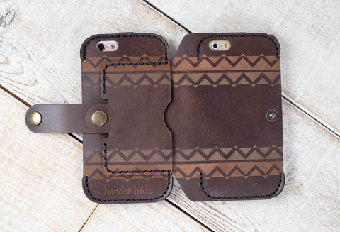 hand and hide dual cell phone carrying case leather case with engraved design