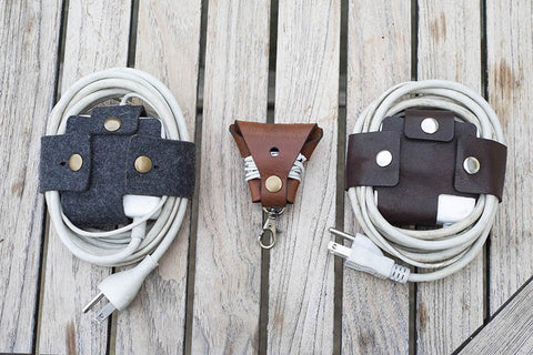Hand and Hide Leather Cord Wrap Organizers
