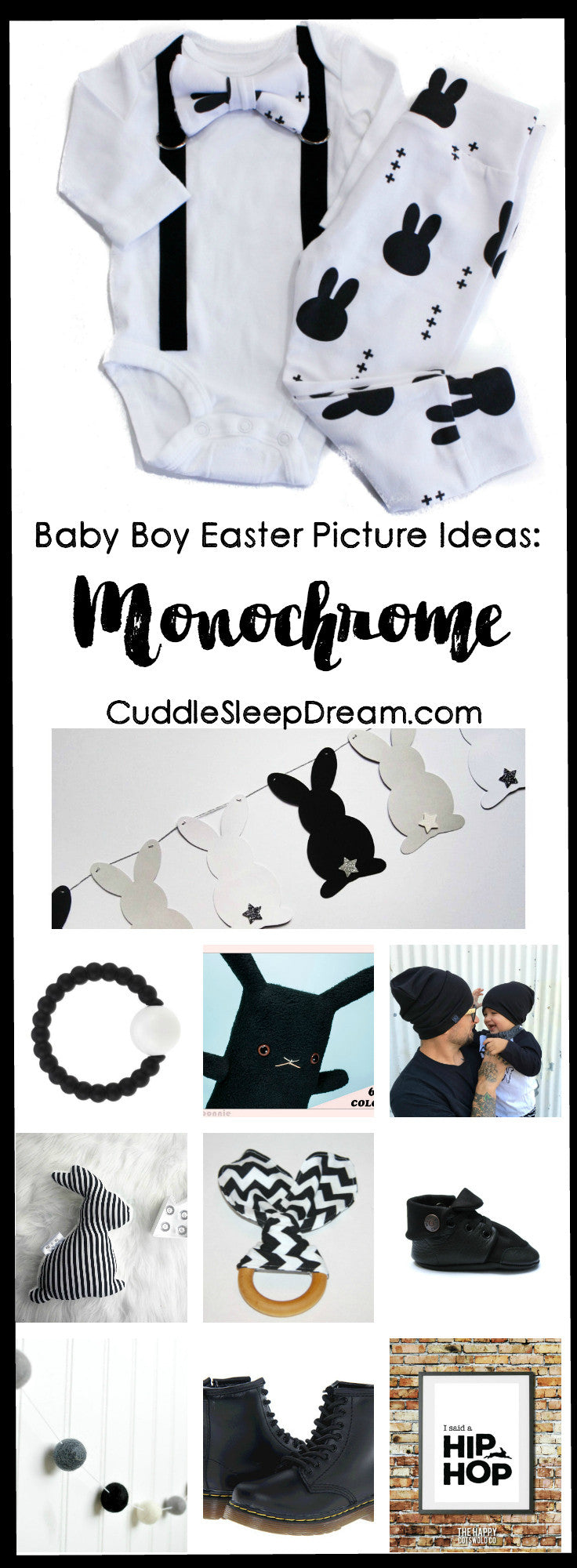 baby boy easter picture ideas: monochrome