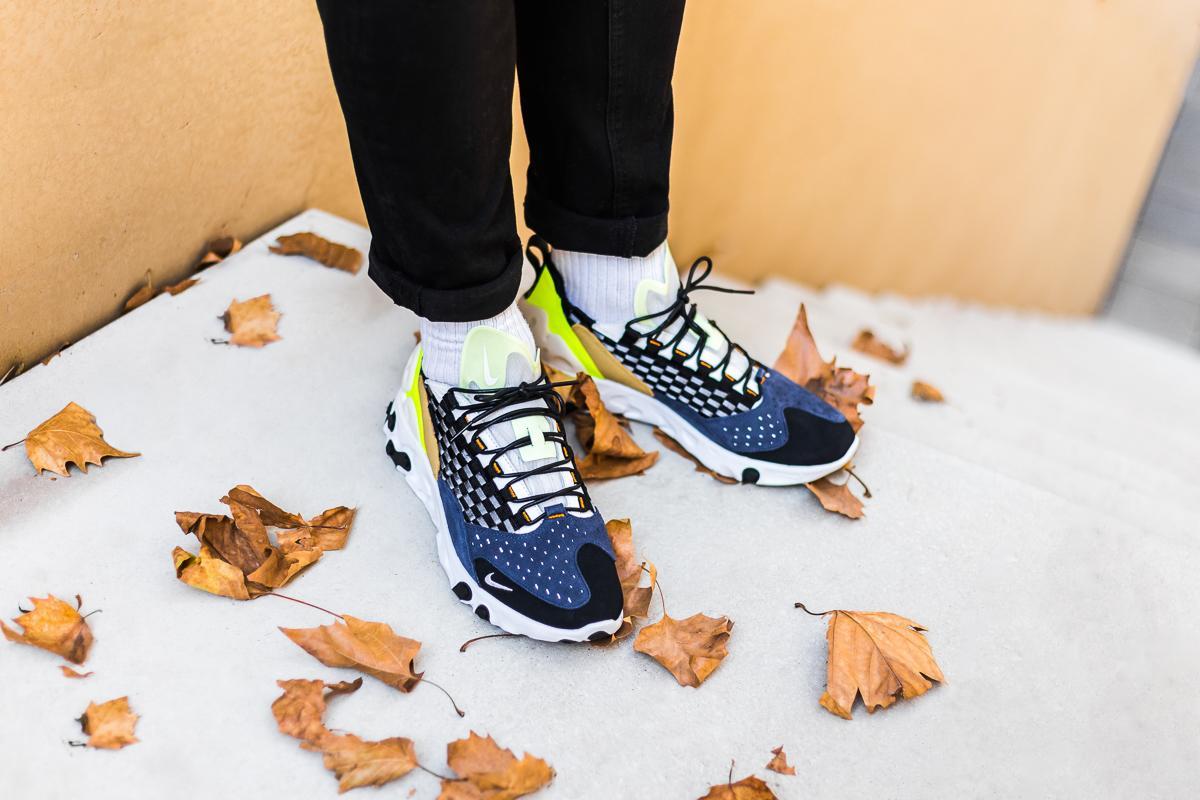 nike react sertu black white volt