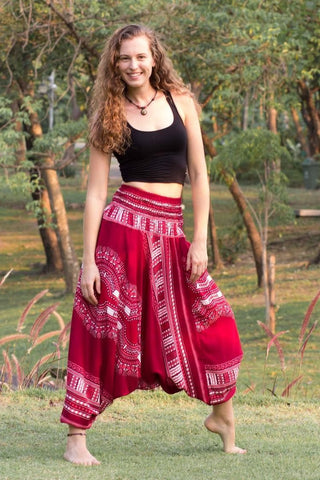 women's red thai pants