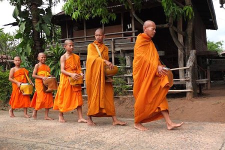 monks bare feet thailand
