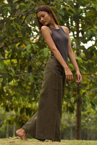 women's olive green fisherman pants