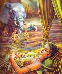 queen maya white elephant dream illustration