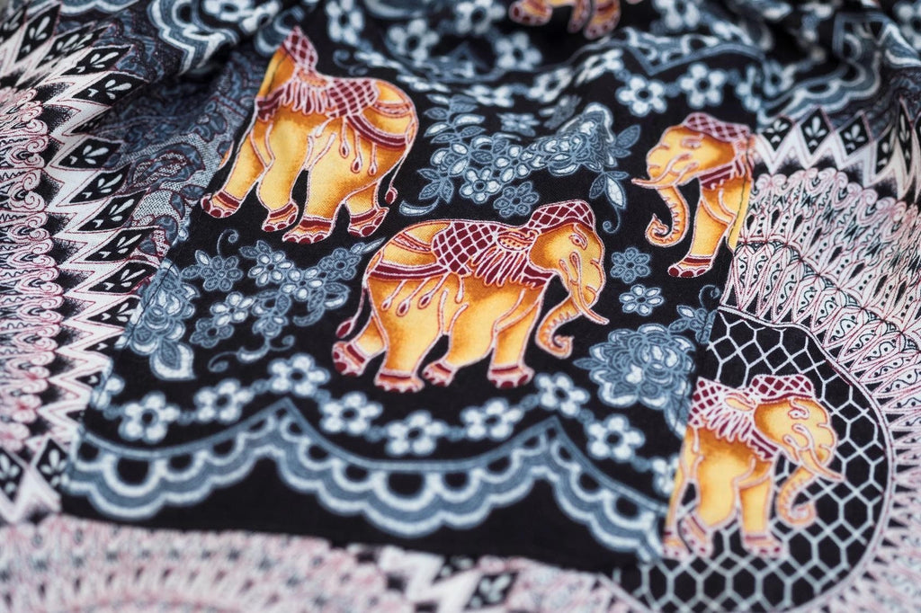 Close up elephant print pants