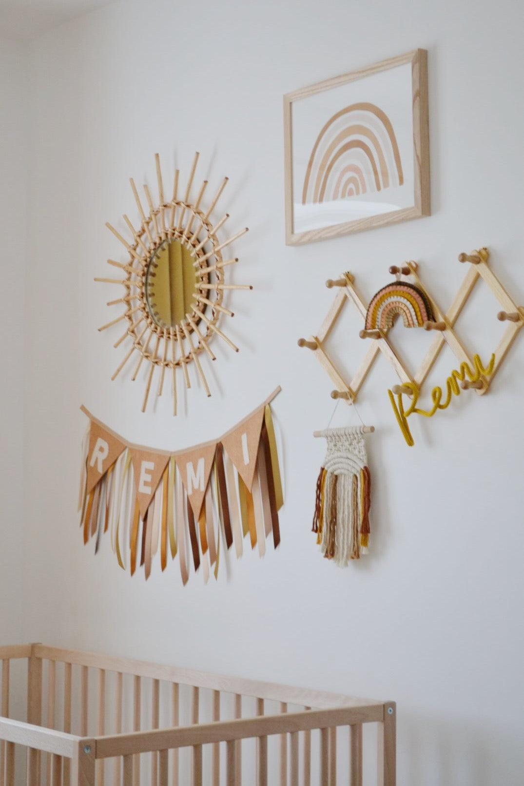 Earthy tones muted rainbow boho nursery