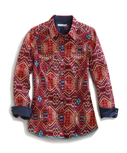 Tin Haul Womens Aztec Print Long Sleeve 