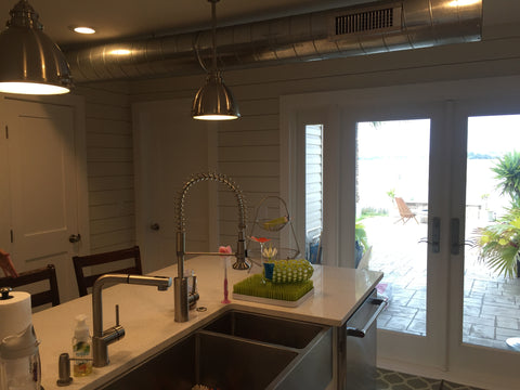 kitchen with shiplap and shaker doors