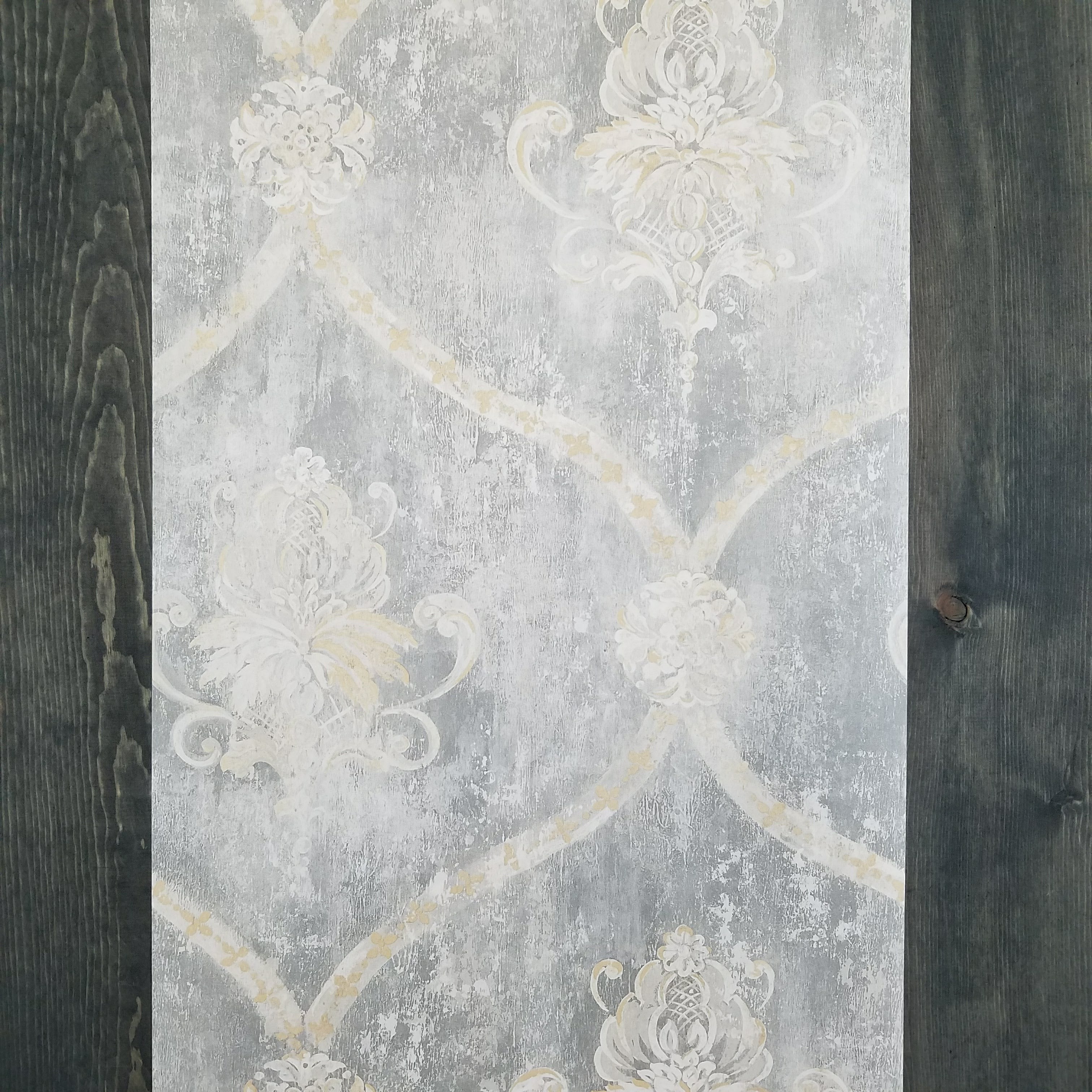 Gray Weathered Damask Wallpaper – D. Marie Interiors