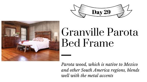 Rustic Parota Wood Bedroom Set include Bed, Nightstand, and Dresser with Mirror
