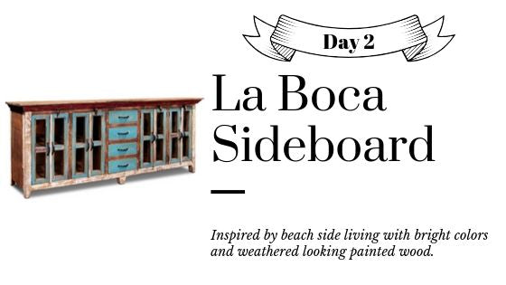 Reclaimed Wood Blue Painted Sideboard La Boca from Crafters and Weavers