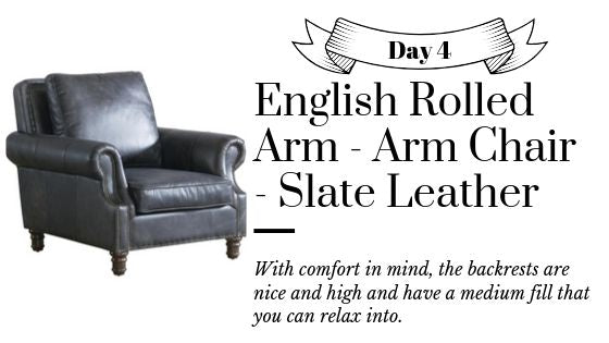 Leather English Rolled Arm Wing Chair Available Gray and Brown