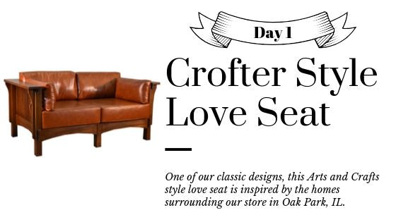 Crofter Style Love Seat Solid Oak and Leather Sofa - Crafters and Weavers