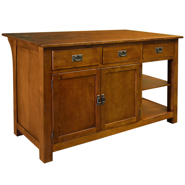 Mission Style Arts and Crafts Freestanding Kitchen Island Solid Oak